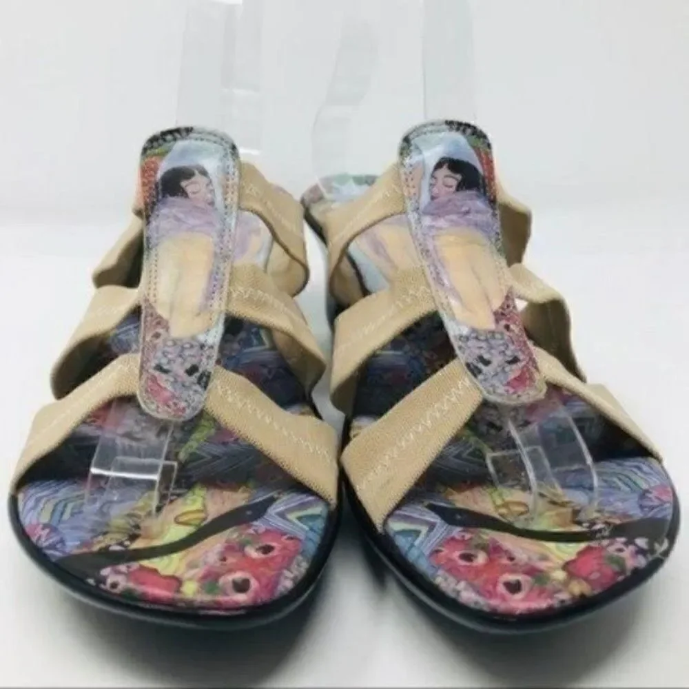 Gustav Klimt womans wedged sandals US 9 work of art BoxO